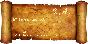 Klinga Anikó névjegykártya